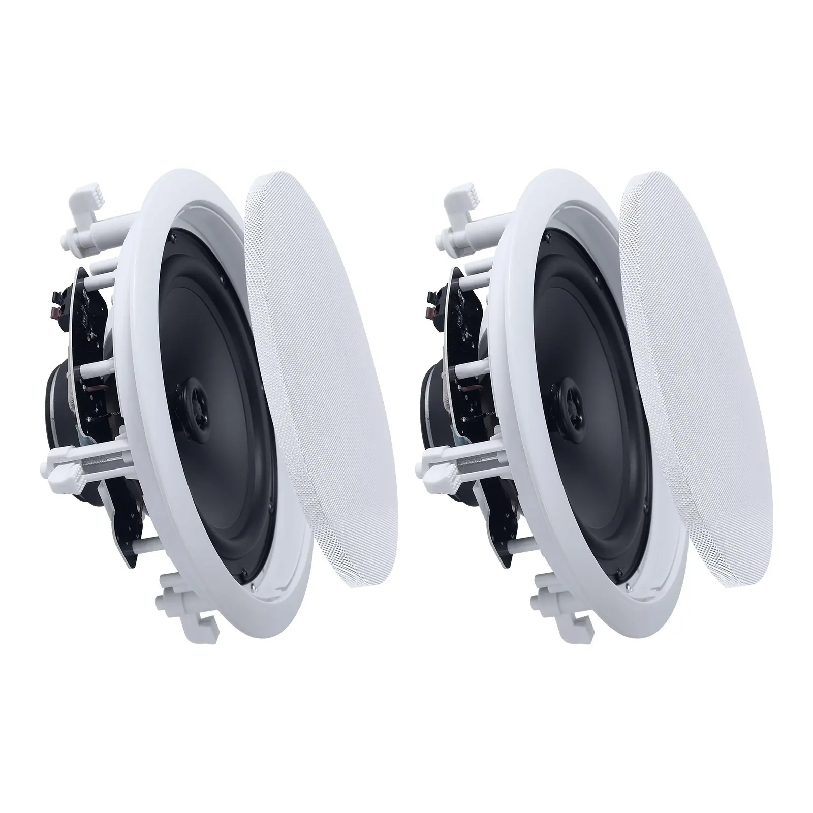 【Summerfinds】VEVOR In Ceiling Speakers, 8", In-Ceiling & In-Wall Speaker System, Hi-Fi Sound, 150W Peak, 2-Way Flush Mount Speakers, for Damp Humid Placement, Home Theater, Living Room, or Covered Patio, 1 Pair