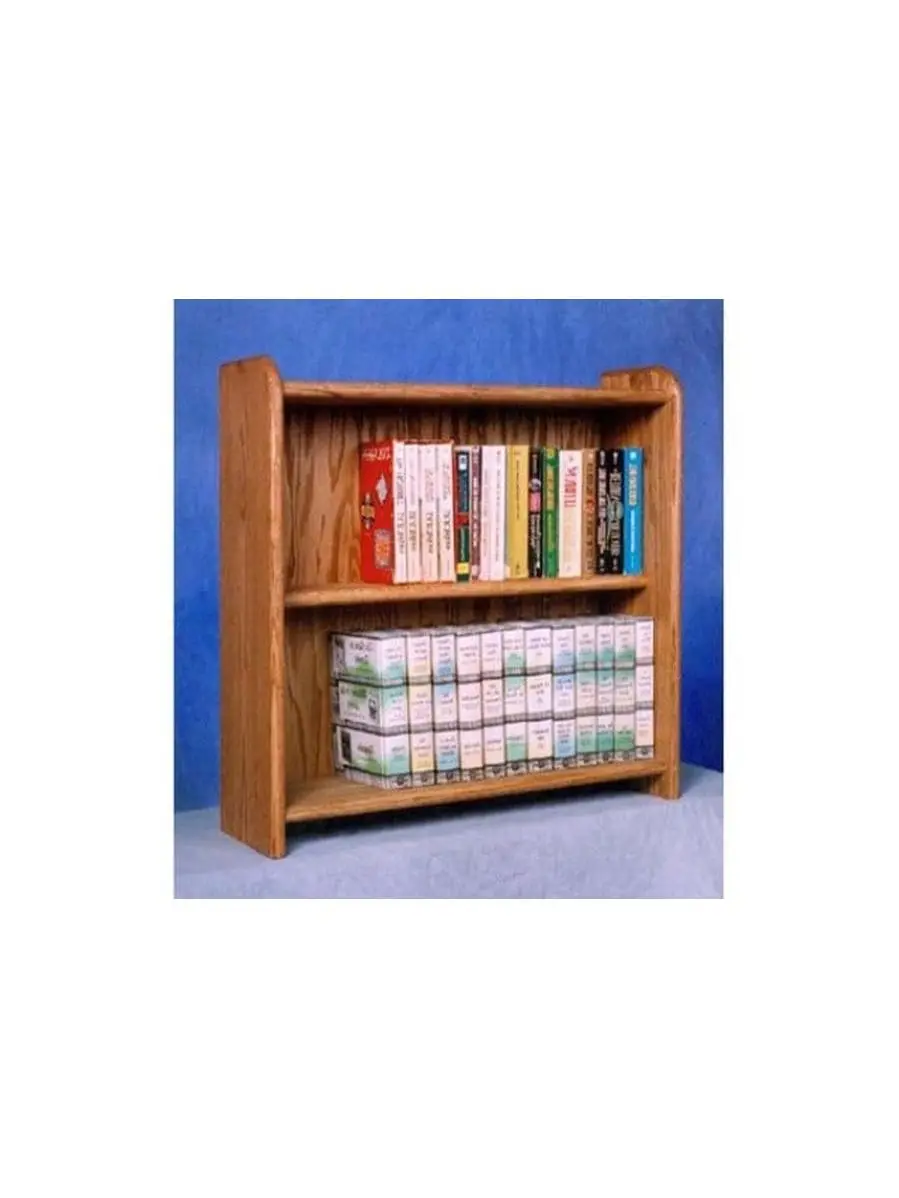 Sturdy Honey Oak Dowel CD Cabinet - Fully Assembled Indoor Display Shelf Living Room Furniture, 7.25in Wall Extension, for CDs, Books