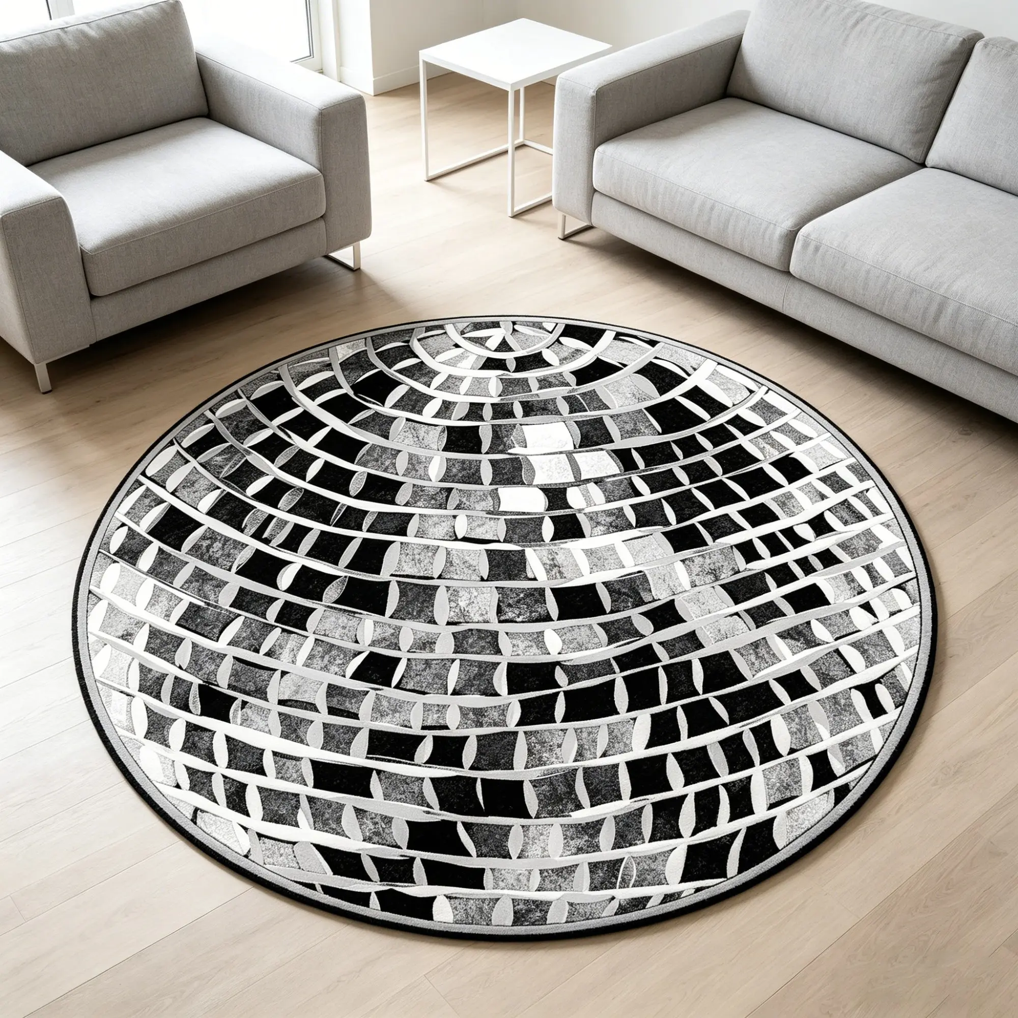 Circular Disco Ball Bedroom Rug, Abstract Area Rugs, American Music Style Mat, Fashion Simple Carpet, Soft Plush Foot Pad, Home Decor for Living Room