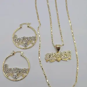 I LOVE YOU  Beautiful set necklace 22"inches fashion hoops clear stone's LOVE GIFT