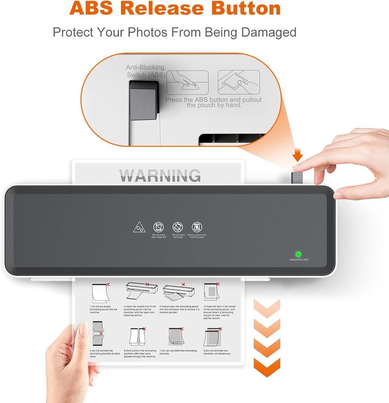 Bonsaii L421-Grey 9 Inch Thermal Laminator Machine with 5 Letter Size Laminating Sheets for Documents Posters & Photos Compact for Home Office School