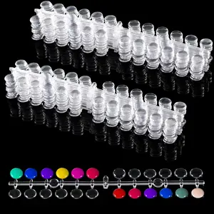 480 Tips Round False Nail Display Tips Nail Color Display Chart Card Sticks with Adhesive Sticker for Colorful Polish DIY Training Practicing Displaying(Transparent)