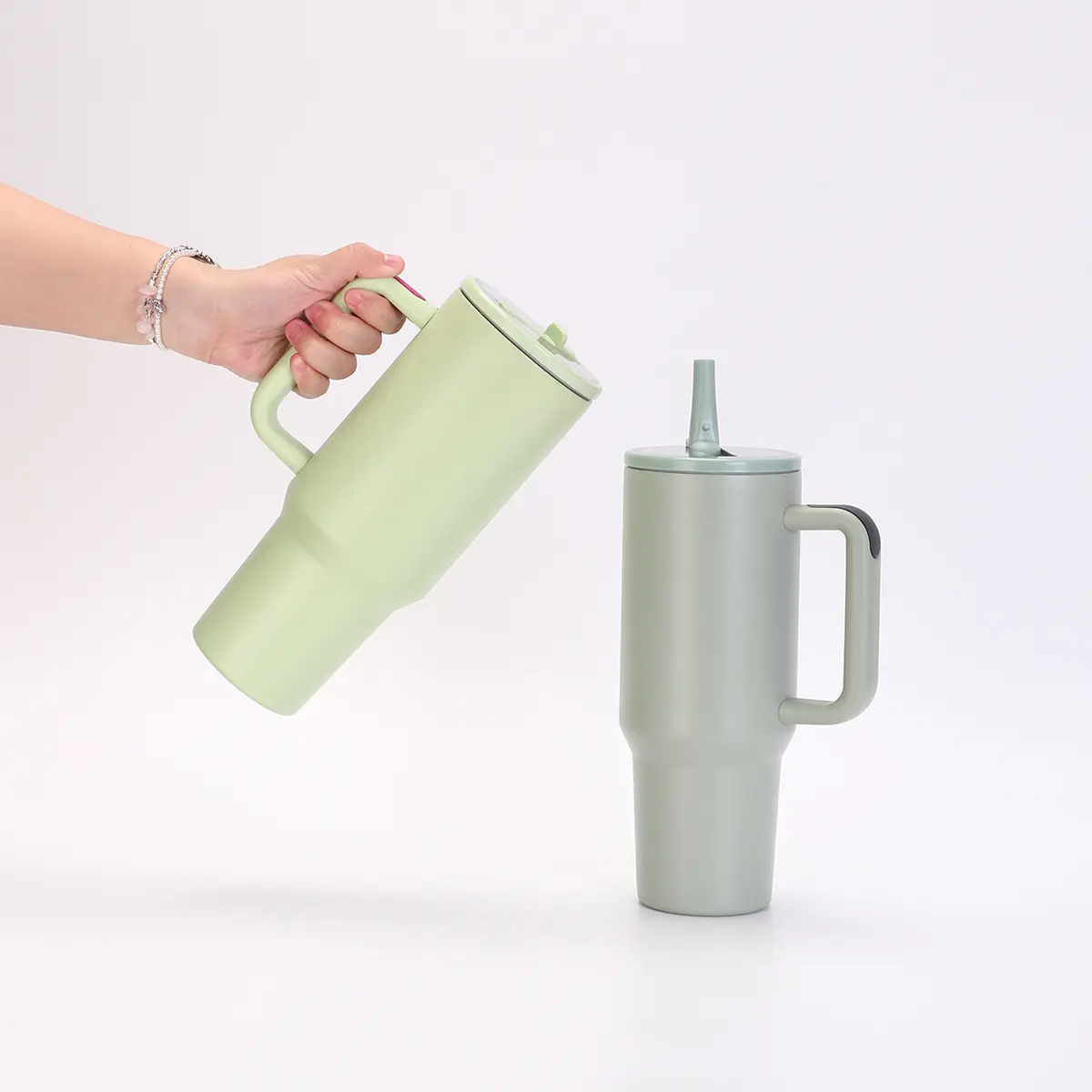 40oz Stainless Steel   Straw Tumbler   with Handle and Collapsible Straw, Portable Ice Water Bottle for Travel, Home Use,  , Insulation, Reusable