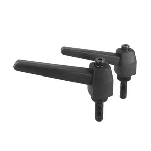Pack of 2 Push Button Ratchet Level Adjustable Handles with Threaded Stud - 1/4" x 20 TPI