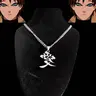 【Black Friday】Anime Kanji Stainless Steel Necklace, Punk-Style Chain with Gaara Love Symbol Charm, Japanese Streetwear Jewelry for Naruto Fans