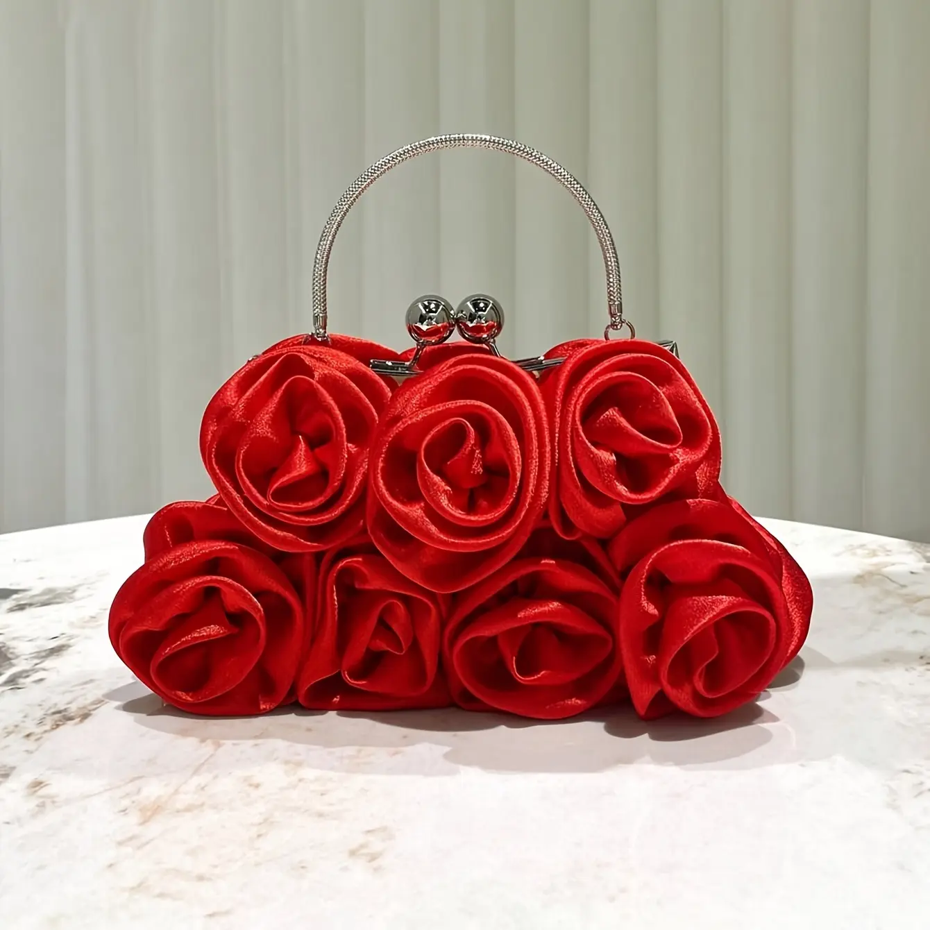 Retro Fabric Rose Shaped Handbag, Fashion Elegant Clutch Bag, Shoulder Bag, Cheongsam Bag Suitable For Evening Party, Wedding, Banquet, Party, Gatherings