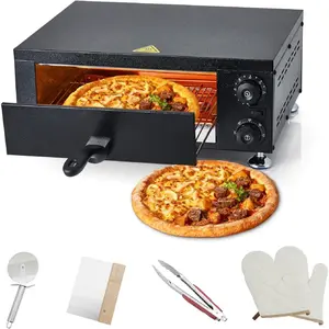GARVEE Commercial Electric Pizza Oven 12" 1100W  Sealed Stainless Steel Countertop Pizza Maker with Timer for Restaurant, Pizzeria, Food Truck | Indoor Professional Baking Equipment