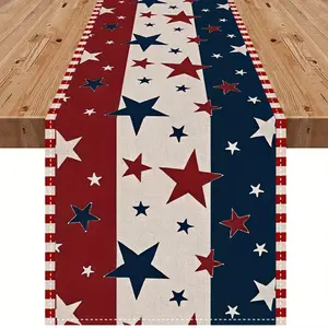 4th of July Party Decor, Patriotic Stars & Stripes Table Runner, Perfect for Independence Day Celebrations, Festive Home Decoration