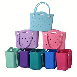 [Poolside Perfect] Large Capacity Lightweight EVA Beach Tote Bag with Lightning Bolt Design - Anti-Stain, Open Top, 6 Vibrant Colors - Perfect for Beach, Pool, Boat, Groceries, and Sports, Boat Gear | Casual Tote Design | Lightweight Tote affordable  Colo