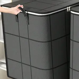 Foldable Clothes Storage Bag with Handle, Storage Tote, Large Capacity, Breathable Closet, Zippered Portable Organizer, Ideal for Blankets and Bedding