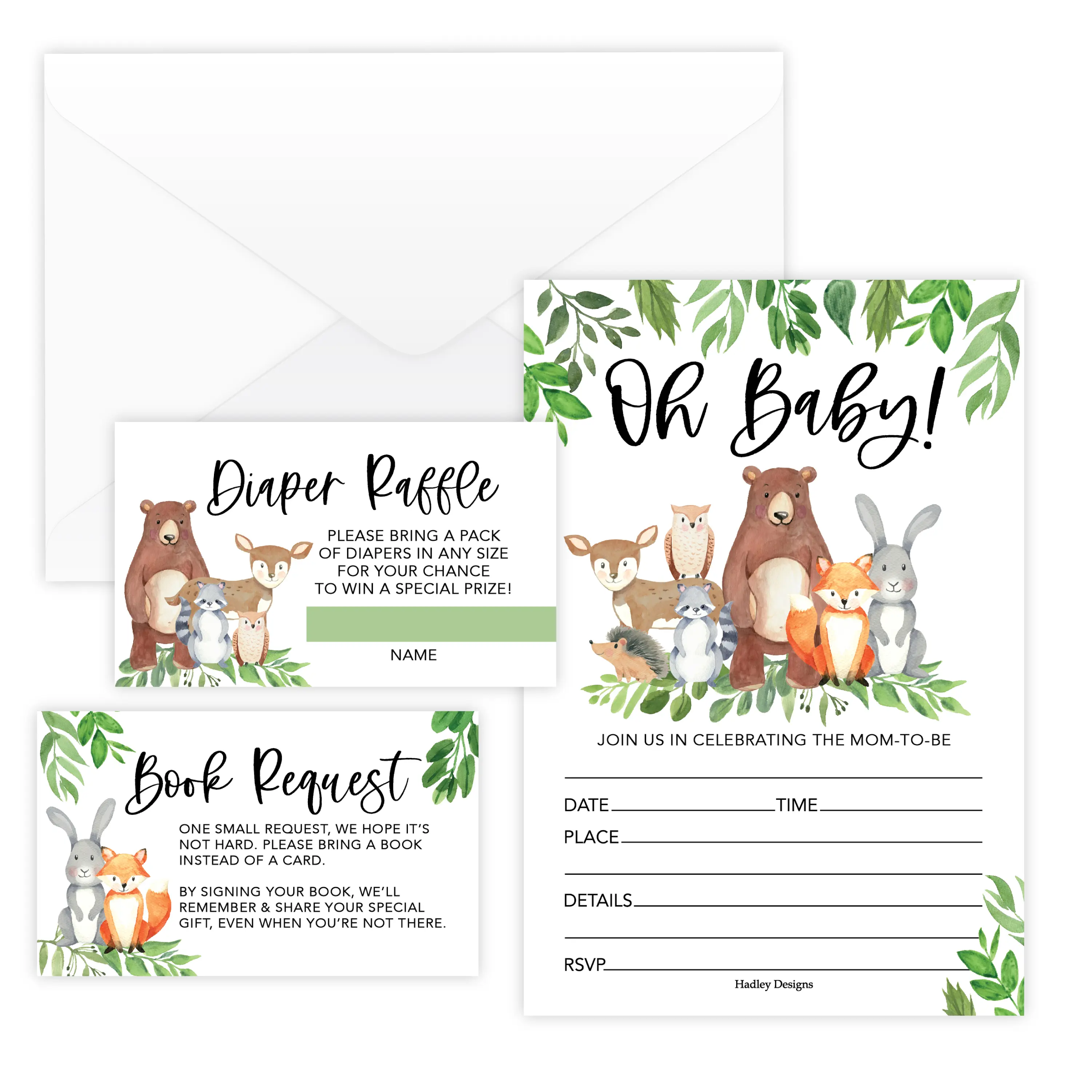 40 Baby Shower Invitations for Boys and Girls – Includes Diaper Raffle, Book Request Cards & Envelopes – Complete Set
