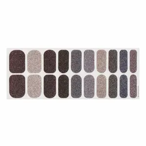 Shades of Gray Glitter Nail Strips No UV Light Needed Lasting Nail Wraps 20 Pcs Sheet Double Ended Easy Application & Removal