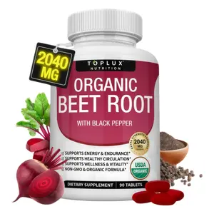 Toplux Organic Beet Root Tablets -  Nitric Oxide Booster Beetroot Supplement 2040mg-3Tp Dietary Vitamin Edible
