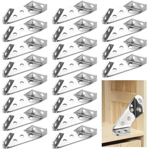 20PCS Universal Furniture Corner Connector, Stainless Steel Angle Corner Brackets, Corner Bracket for Wood, Corner Braces for Wood Shelf, Cabinets, Tables, Chairs, Shelf Support
