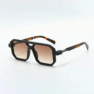 Vintage Double Bridge Square Frame Glasses for Men & Women, Transparent Retro Eyewear, Lightweight Blue Light Blocking Glasses, Non-Prescription Comfort Fit Eyeglasses for Daily Wear, Fashion Accessories