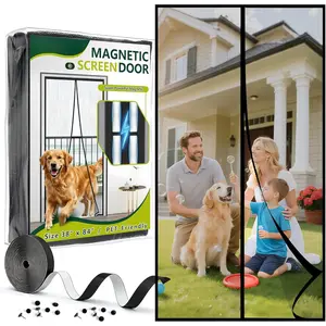 Screen Door - Upgraded PET Mesh, Heavy Duty Screen Mesh Curtain for Sliding/Patio Door, Hands-Free Self-Sealing, Keep  Out,Screen Size 38" x 84", Black