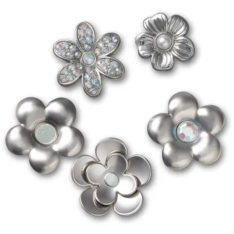 Crocs Jibbitz Dainty 5-Pack Lightweight Rubber Shoe Decoration Charms, Shoe Embellishment Set, Accessories with Cute Florals, Beaded Flowers, Jewelry-Inspired Designs