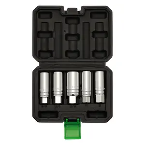5 Piece 3/8-Inch Drive Magnetic Spark Plug Socket Set, Includes 14mm, 16mm Thin Wall Sockets and 9/16-inch, 5/8-inch, 13/16-inch Sockets, 6-Point and 12-Point, CR-V, Enhanced Magnetic Design