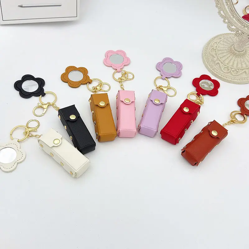 Mini flower mirror keychain, small keychain ornament, bag key ring accessory, lip balm/lipstick clip keychain, bag charm, Keychain Kawaii