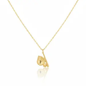 18K Game Day Gold Plated Baseball Themed Pendant Necklace