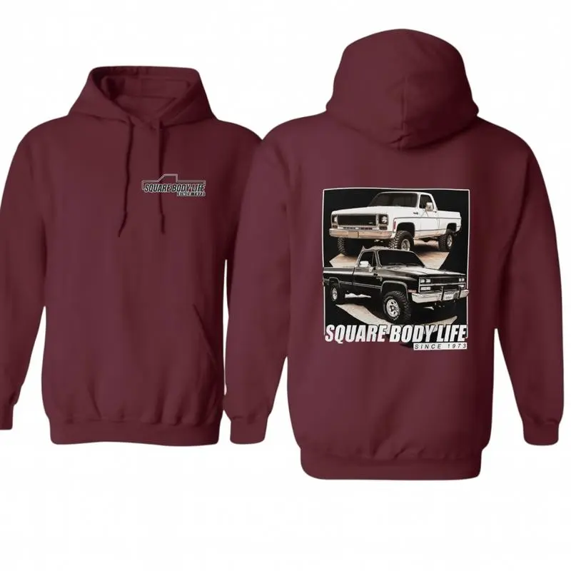 Square Body Life Hoodie, Vintage Chevy Truck Sweatshirt, Classic Pickup Pullover, Retro Car Enthusiast Gift, Muscle Truck Hoodie, Off-Road Style.