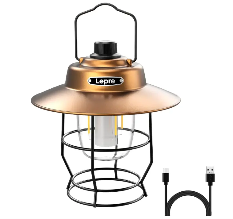 LEPRO Retro USB Rechargeable LED Lantern - Dimmable Vintage Railroad Design, Power Bank, Portable Hanging Tent Light, Indoor Outdoor Artificial Lighting Lantern, Emergency USB Rechargeable LED Flashlight, Camping Accessory, Usb Rechargeable Flashlight, Le