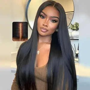 Reshine 13x6 HD Lace Front Wig 180% Density Virgin Brazilian Human Hair Pre-Plucked Natural Black Soft 14A Grade Tangle-Resistant Heat & Dye-Friendly 22.5" Medium Cap Size
