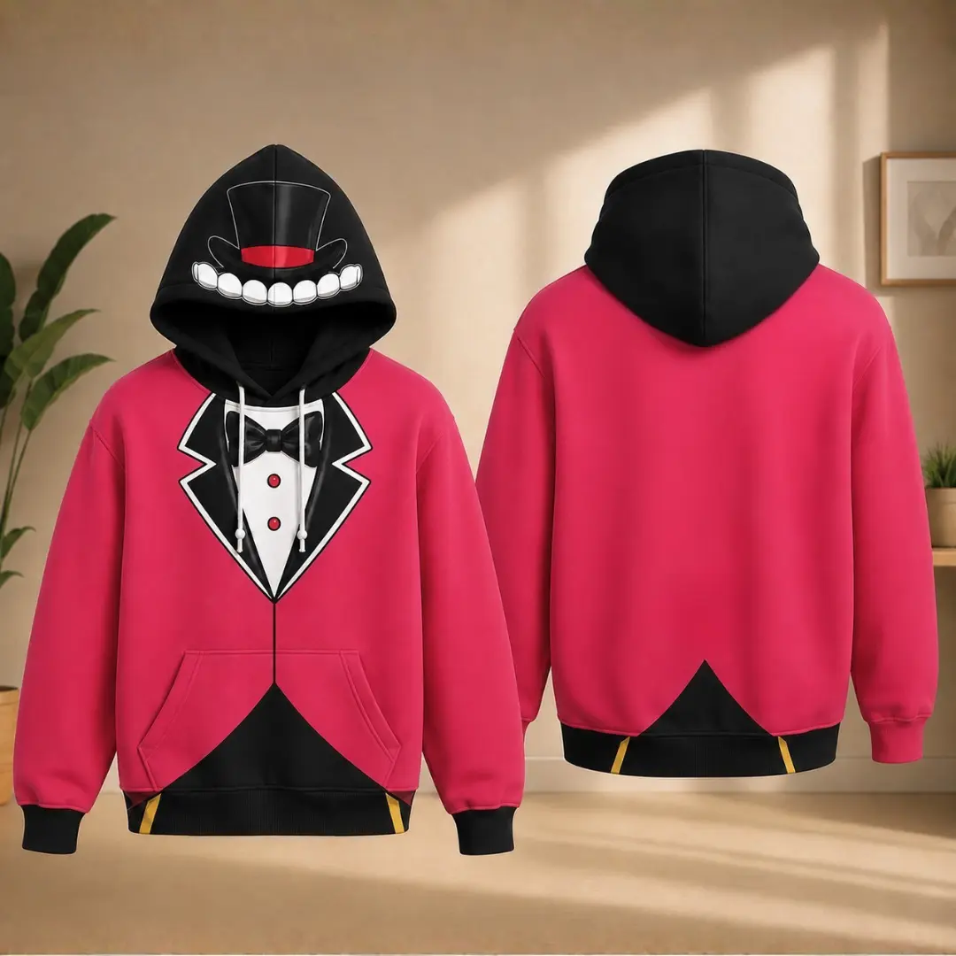 Caine The Amazing Digital Circus 3D Hoodie, Caine Cosplay Hooded Sweatshirt, Cartoon Graphic Pullover, Unisex Fan Gift