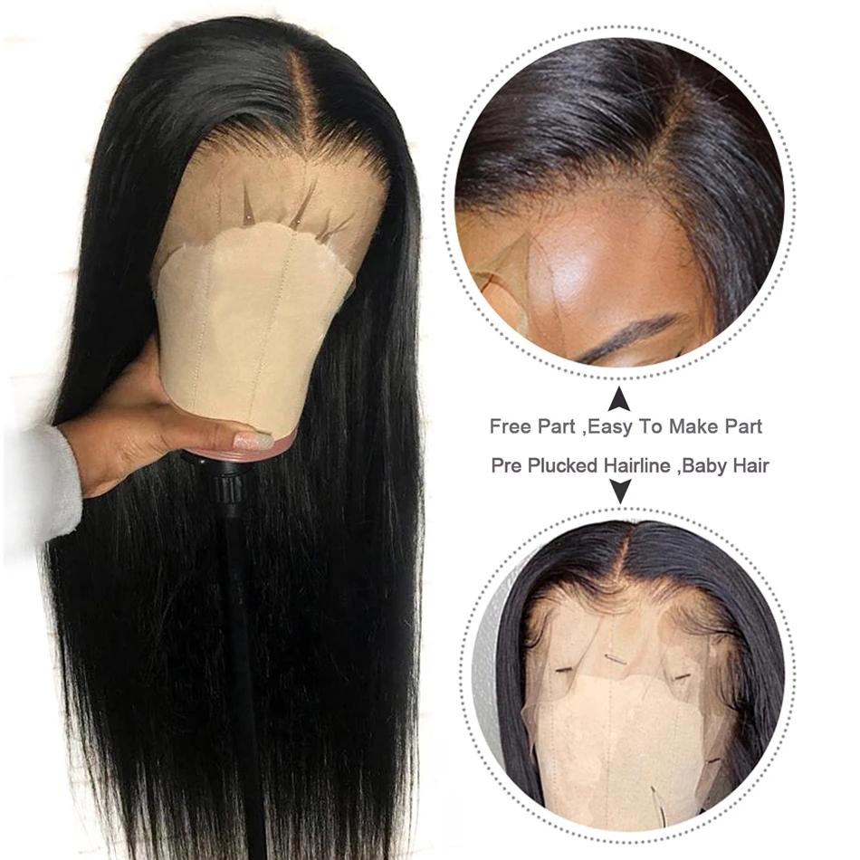 Harmsh Straight Human Hair Wigs Indian 13X6 HD Lace Frontal Wigs For Women Pre plucked 180% Density Lace Front Human Hair Wigs