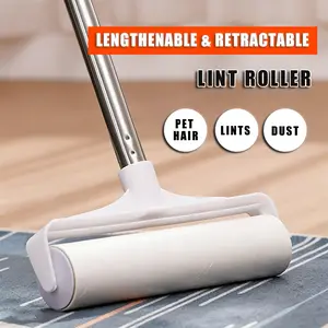Telescopic Long Handle Lint Roller | 2-in-1 Sticky Roller for Floor & Clothing