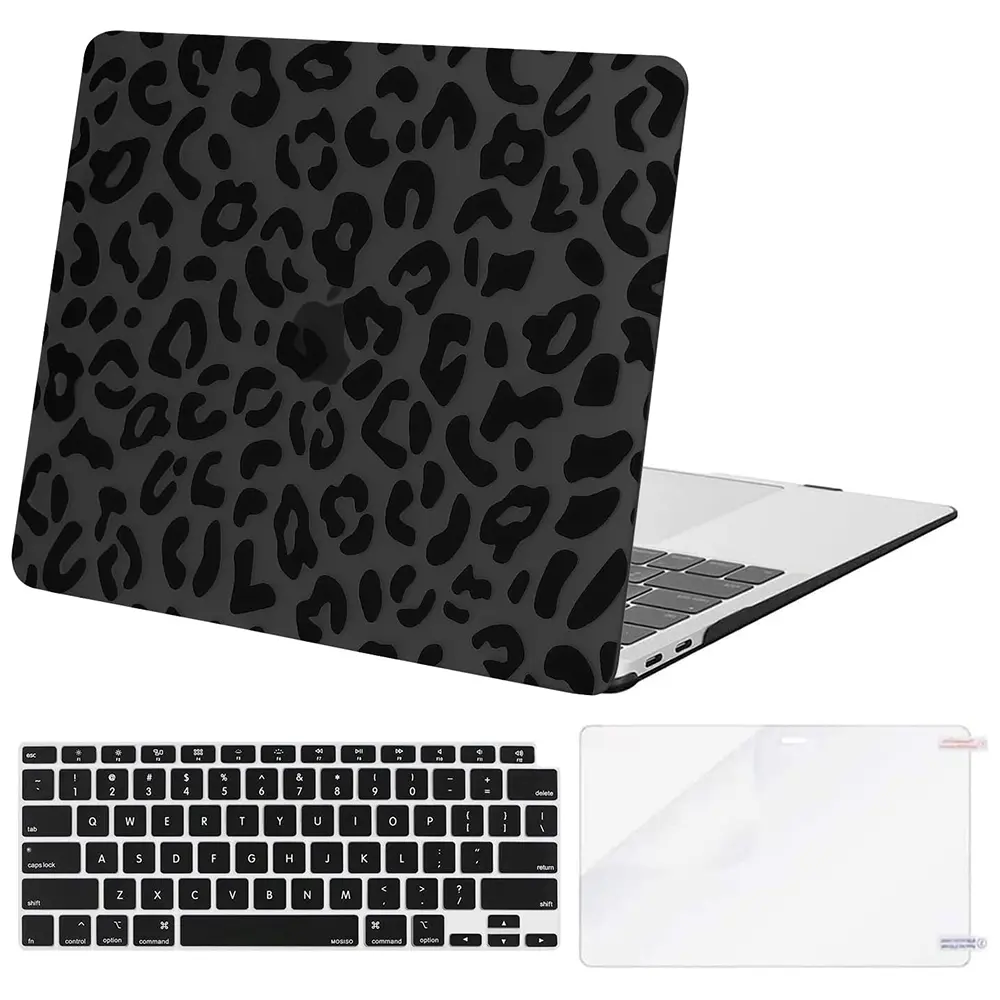 MOSISO Plastic Leopard Grain Animal Print Laptop Case for MacBook Air 13-inch (2022-2018 Release A2337 M1 A2179 A1932 Retina Display) - Water Resistant, Flexible, Anti-Slip, Dustproof Hard Shell with Keyboard Cover & Screen Protector, School, Polycarbonat