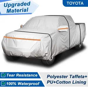 For Toyota Tacoma Tundra Pickup Truck Cover Waterproof Dustproof & UV All-Weather Protection Full Pickup Car Cover Ourdoor with Wind Straps & Storage Bag