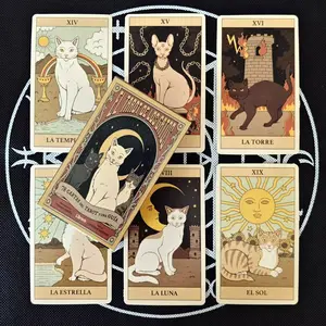 Meow-gical Mystic Tarot Deck For Cat Lovers,For the Feline-Obsessed, Game Card Stunning Cat Illustration Deck for Mystic Readings  Unique Retro Art for Your Tarot Collection