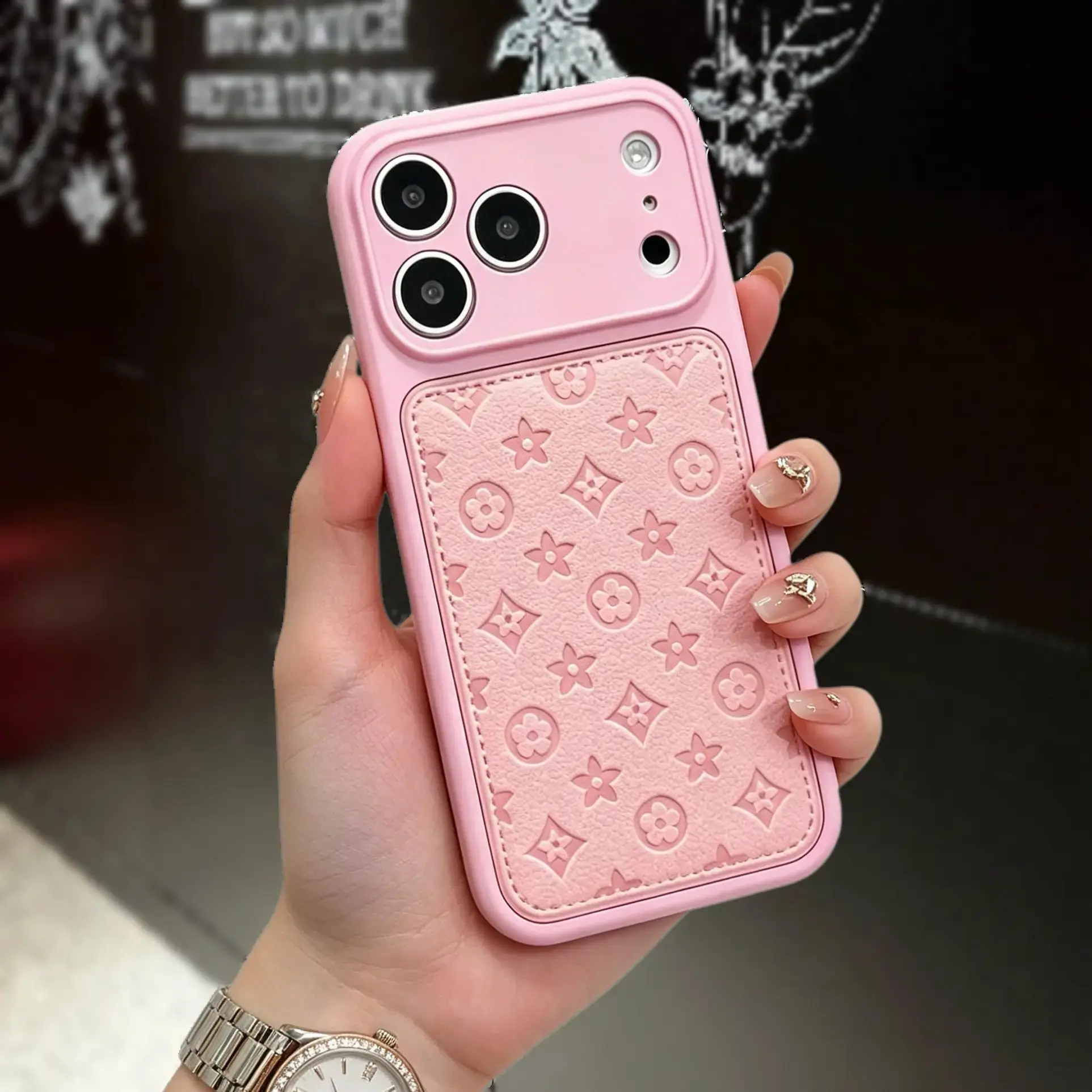 Luxury Retro Leather Texture Dopamine INS-Style Smartphone Case, Solid Color Fashion Soft Cover, Full Camera Protection, Anti-Drop, Anti-Slip, Unisex Gift, Compatible with iPhone 13 to 17 Pro Max, Cellphone Handheld Devices Accessories