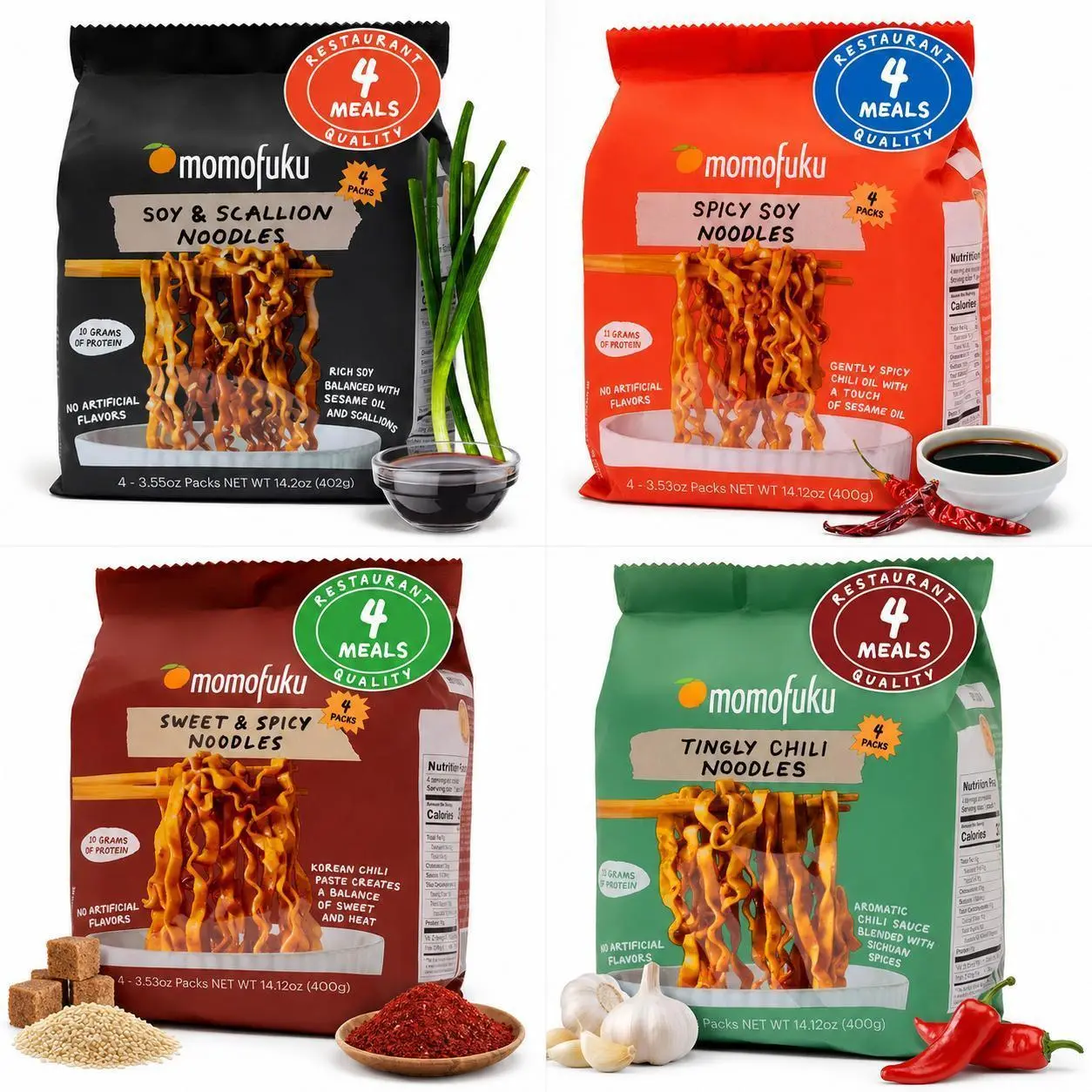 Momofukus Instant Noodles – Five Restaurant-Quality Flavors, Irresistibly Rich (each flavor includes 4 small packets)