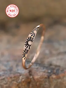 S925 Sterling Silver Sun Embossed Decor Ring, 2025 New Style Fashion Accessories for Women & Girls, Trendy All-match & Exquisite Jewelry for Birthday Gift, Unique Rings, Elegant Everyday Ring, Vintage Embossed Ring, Statement Ring