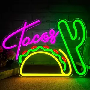 Taco Neon Sign, USB Powered LED Glowing Wall Mounted Neon Sign, Decorative Light for Shops, Coffee Shops, Restaurants, Snack Bars