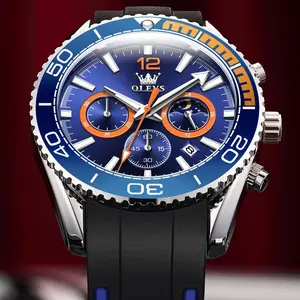 Mens Watches Chronograph Waterproof Luminous Silicon Strap Multifunction Watches for Men Quartz Business Calendar Men Wrist Watch