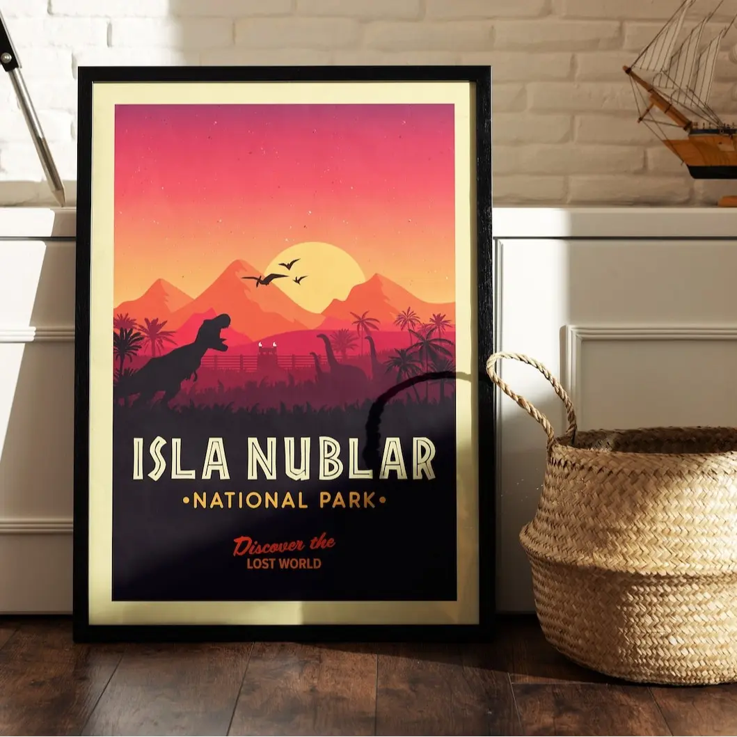 Jurassic Park Isla Nublar National Park Wall Art Poster - Jurassic World Movie Print for Home Decor