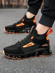 Men's Full-Palm Spring Shock Absorption Casual Shoes, Wear-Resistant Anti-Slip Rebound Sports Shoes, Thick Sole Height Increase Comfortable