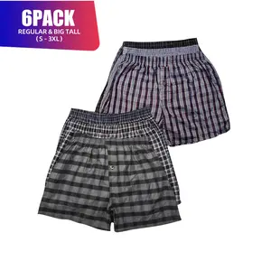 6 Pack Men's 100% Cotton Boxer Shorts Random Mixed Color Relaxed Fit Boxers Breathable Underwear Button Fly Pouch Elastic Waist Undershorts Menswear