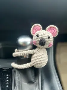 Crochet Cute Amigurumi Koala Steering Wheel Accessory,Crochet Cow Gear Shift Knob Cover,Handmade Toy Animal Auto Decor,New Car Gift for Car Lover