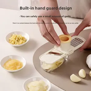 3-In-1 Ginger Garlic Grater - Shredding And Slicing Artifact, Stainless Steel Blade, Hand Guard Household Kitchen Garlic Twister, Kitchen Gadgets, Functional Vegetable Slicer And Grater Set, Interchangeable Blades