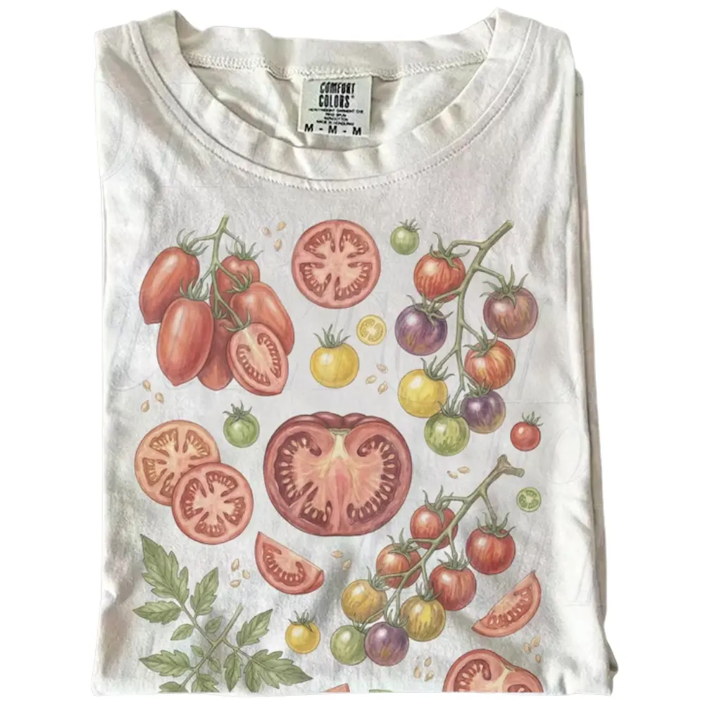 Vintage Tomato Graphic Tee, Farm Fresh Vegetables Shirt, Colorful Tomato Illustration, Gift for Men, Gift for Women