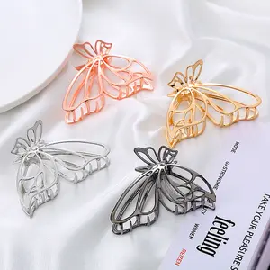 4 Pack Hollow Butterfly Hairpin Nonslip Large Claw Clip Strong Metal Hold Hair Clips Shark Clip Fashion Accessories