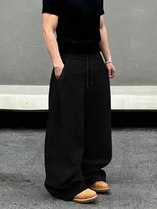 Unisex Minimalist Ultra-Baggy Wide-Leg Sweatpants – Solid Black, Premium Heavyweight Fabric, Relaxed Oversized Fit, Modern Urban Casual Aesthetic, Perfect for Effortless Street Style, Durable & Versatile, Ideal for Daily Wear/Minimalist Outfits