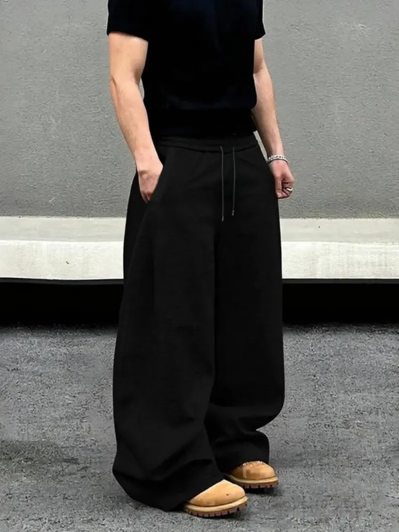 Unisex Minimalist Ultra-Baggy Wide-Leg Sweatpants – Solid Black, Premium Heavyweight Fabric, Relaxed Oversized Fit, Modern Urban Casual Aesthetic, Perfect for Effortless Street Style, Durable & Versatile, Ideal for Daily Wear/Minimalist Outfits