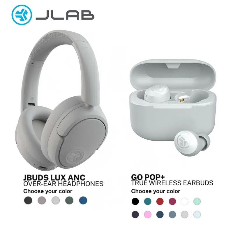 {Bundle + Save} JBuds Lux ANC + GO POP+ Gift Set Audio Headphone Earbuds Headset, 1 ANC Headphone & 1 GO Pop+ Earbuds