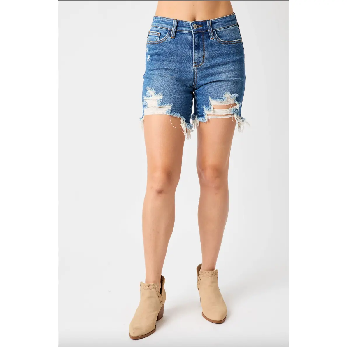Judy Blue Destroyed Fray Hem Shorts
