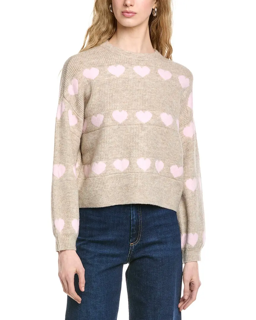CeCe Heart Jacquard Crew Sweater